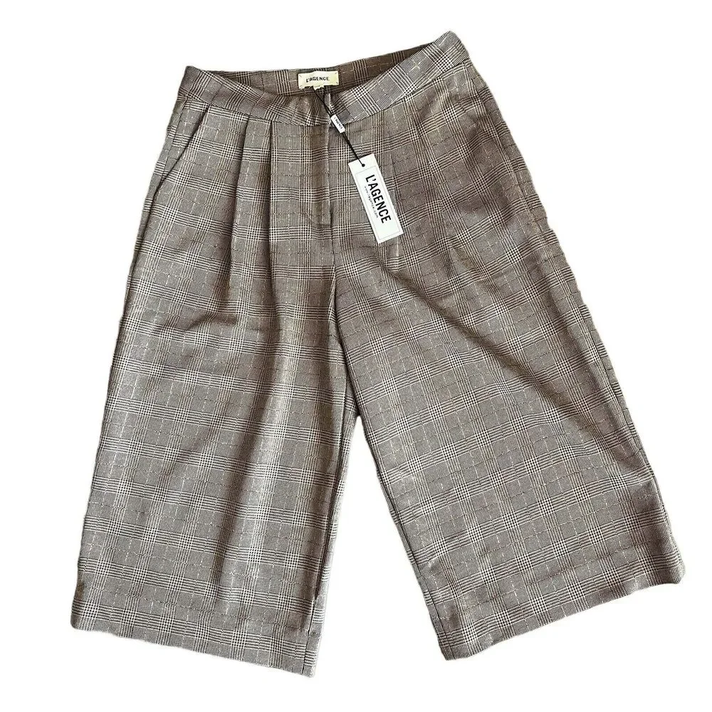 L’Agence Mabel Culotte Shorts Womens Size 2 Brown Plaid